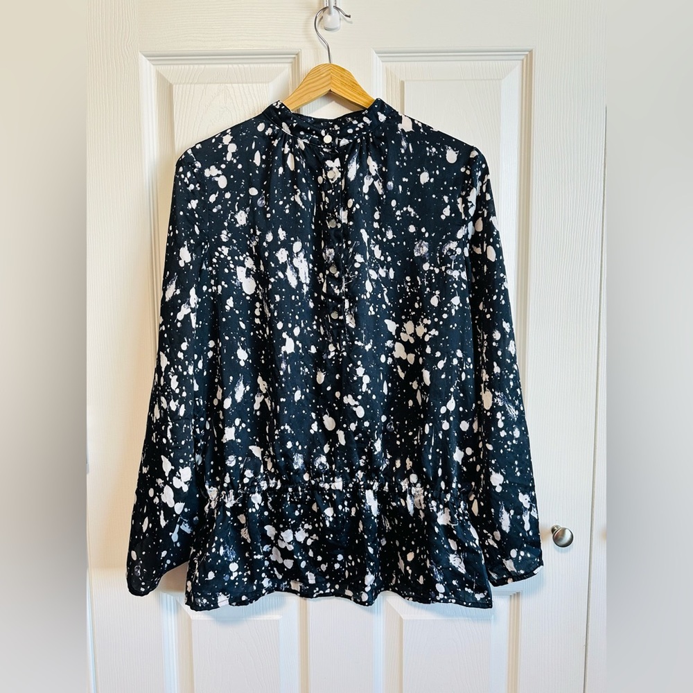 Women’s Michael Kors Black and White Printed Relaxed Blouse Sz S